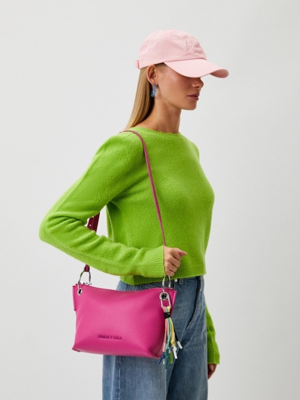 BIMBA Y LOLA crossbody leather bag with accessory chain